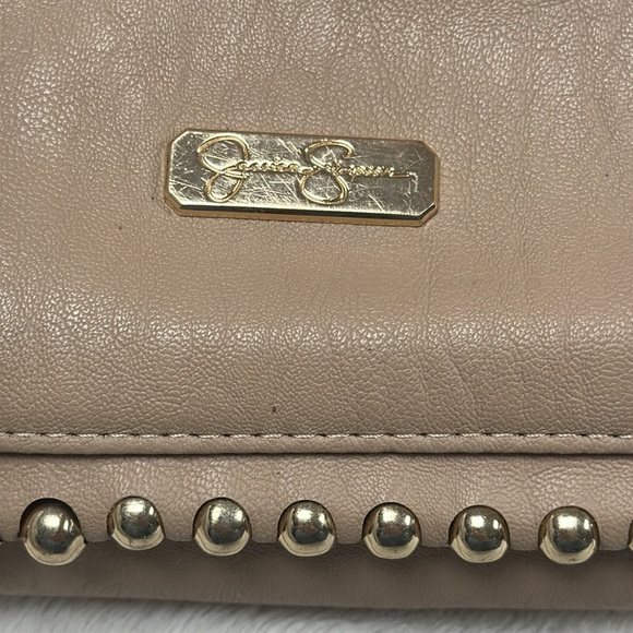 Jessica Simpson Women's Tan Faux Leather Camille Hobo Bag Tote with Gold Beads - Picture 2 of 11